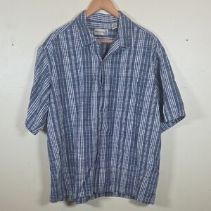 Vintage Fieldmaster Sears Shirt Mens X Large Blue Plaid Short Sleeve